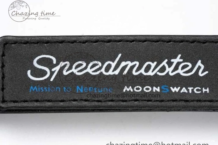 0206 ZipUp Speedmaster Misson To Neptune 1:1 Best Edition Blue Dial On Nylon Strap Quartz 7854